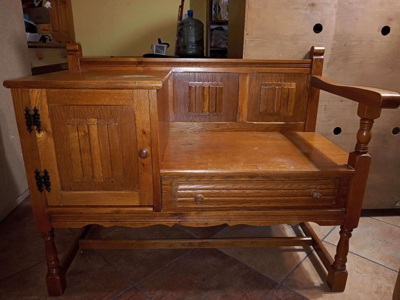 Telefoniera / ławeczka / siedzisko z szafeczką i szufladą drewniane