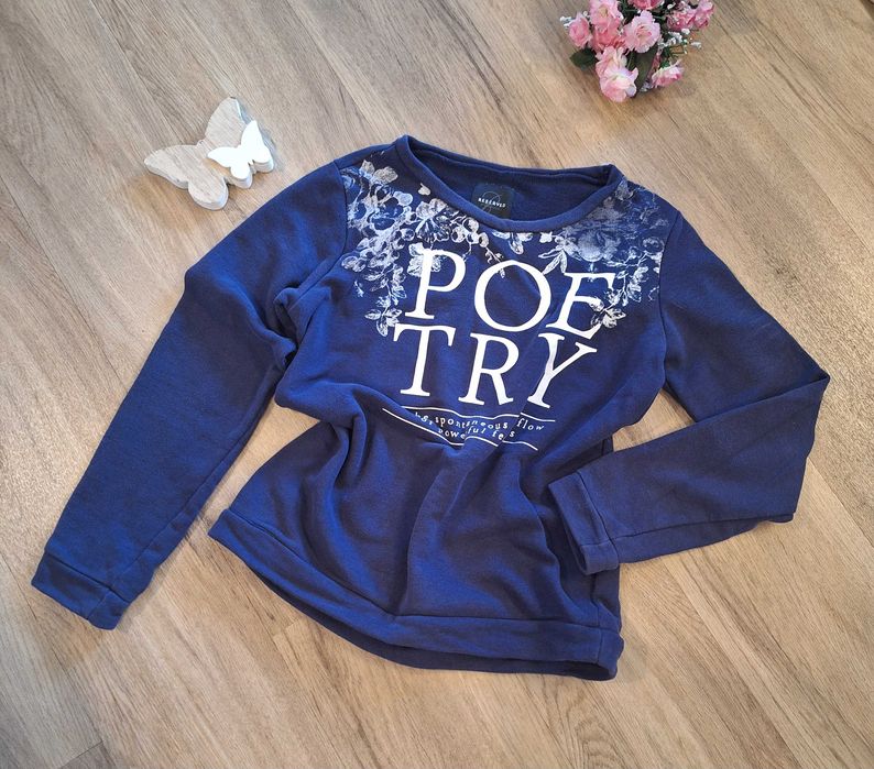 Bluza granatowa print kwiaty poetry