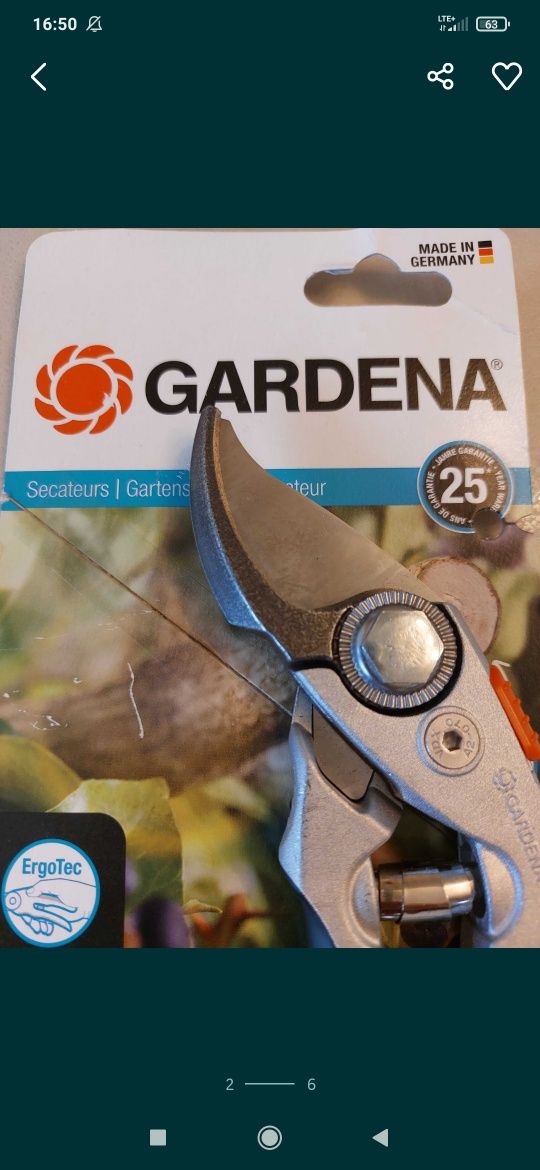 Sekator Fiskars.  Gardena Premium 8702 , aluminiowy i stal szlachetna