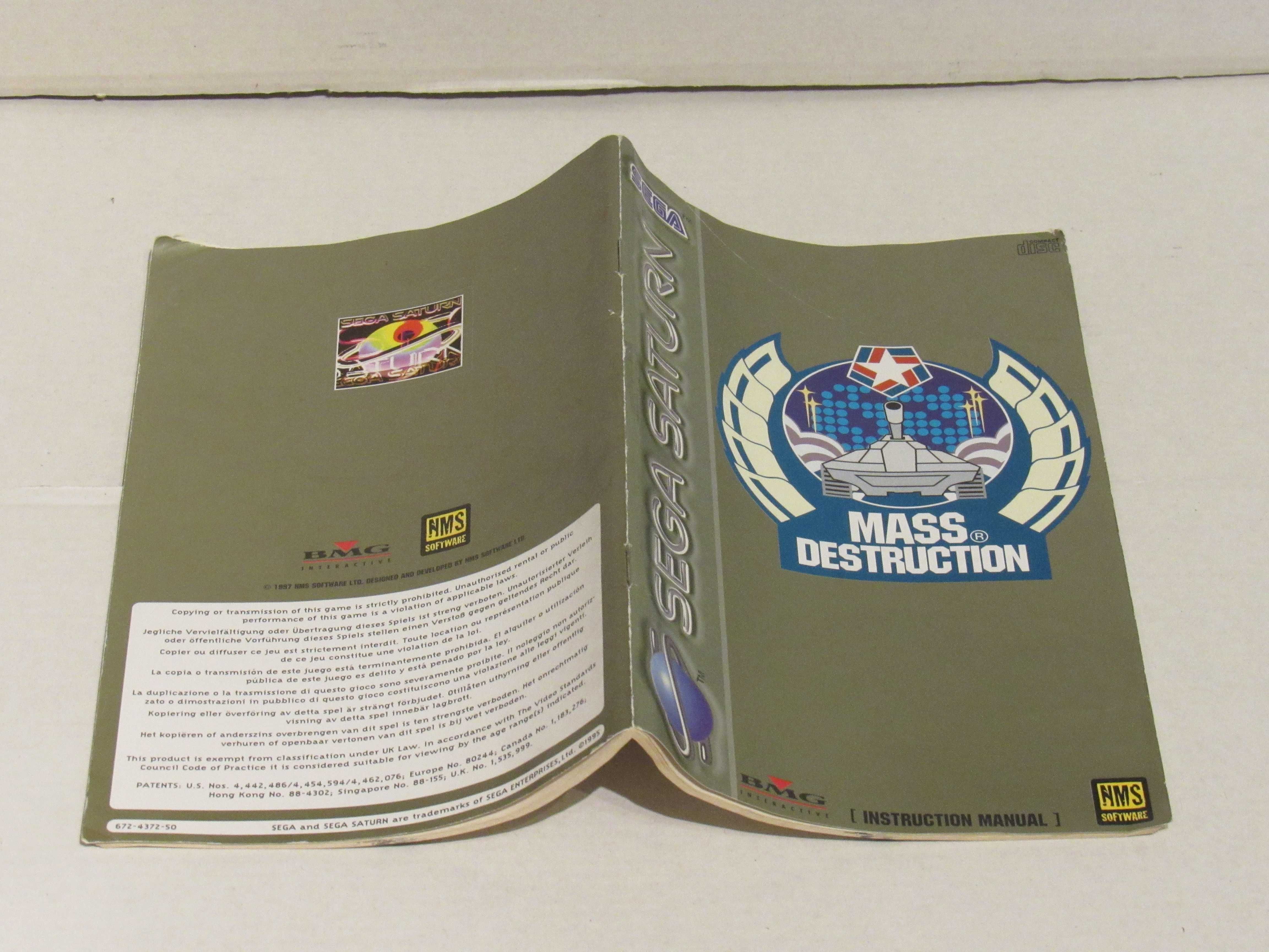 Manual Mass Destruction Sega Saturn