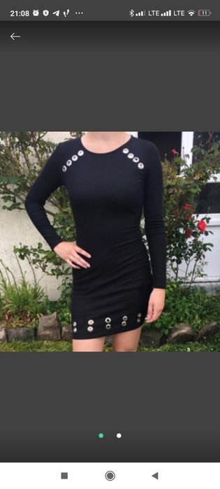 Жіноче плаття на довгий рукав чорне в рубчик