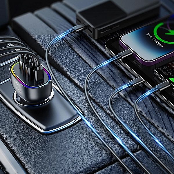 Joyroom ładowarka samochodowa 70W z 4 portami: 2 x USB C, 2 x USB czar