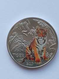 Монеты Австрии 3 евро -Тигр, Зимородок, Крокодил, Волк 2017 год.