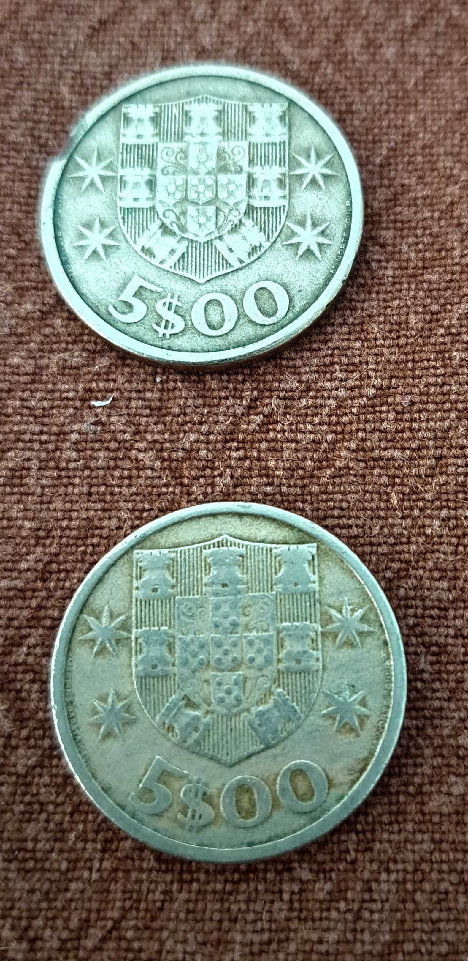República - 2 moedas de 5 escudos em cupro-niquel de 1963 e 1964