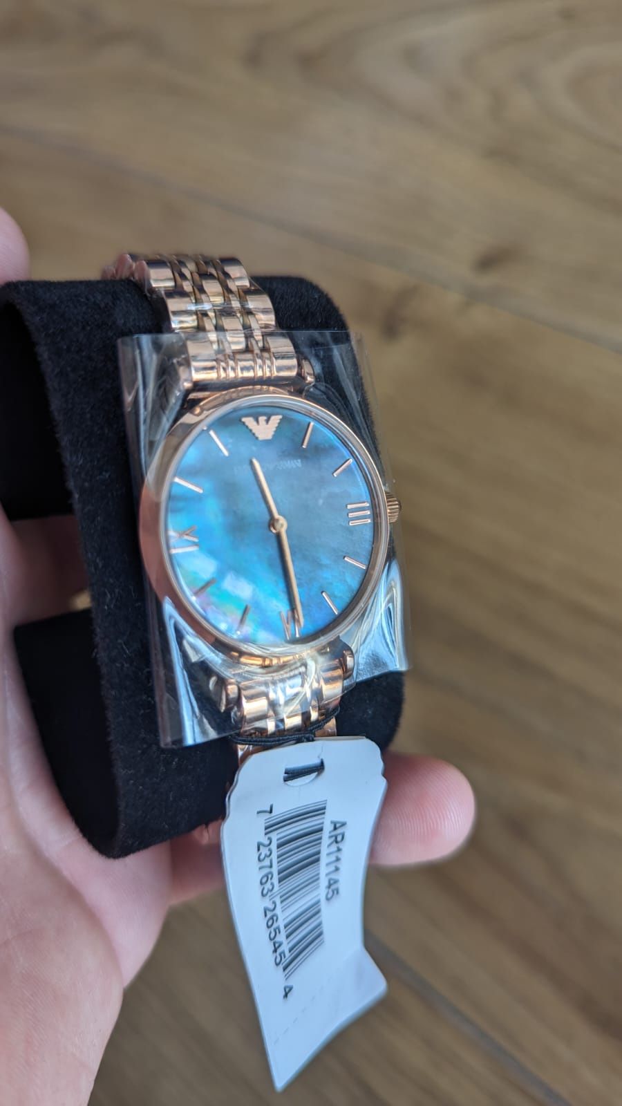 Damski nowy zegarek Emporio Armani AR11145 różowozłoty