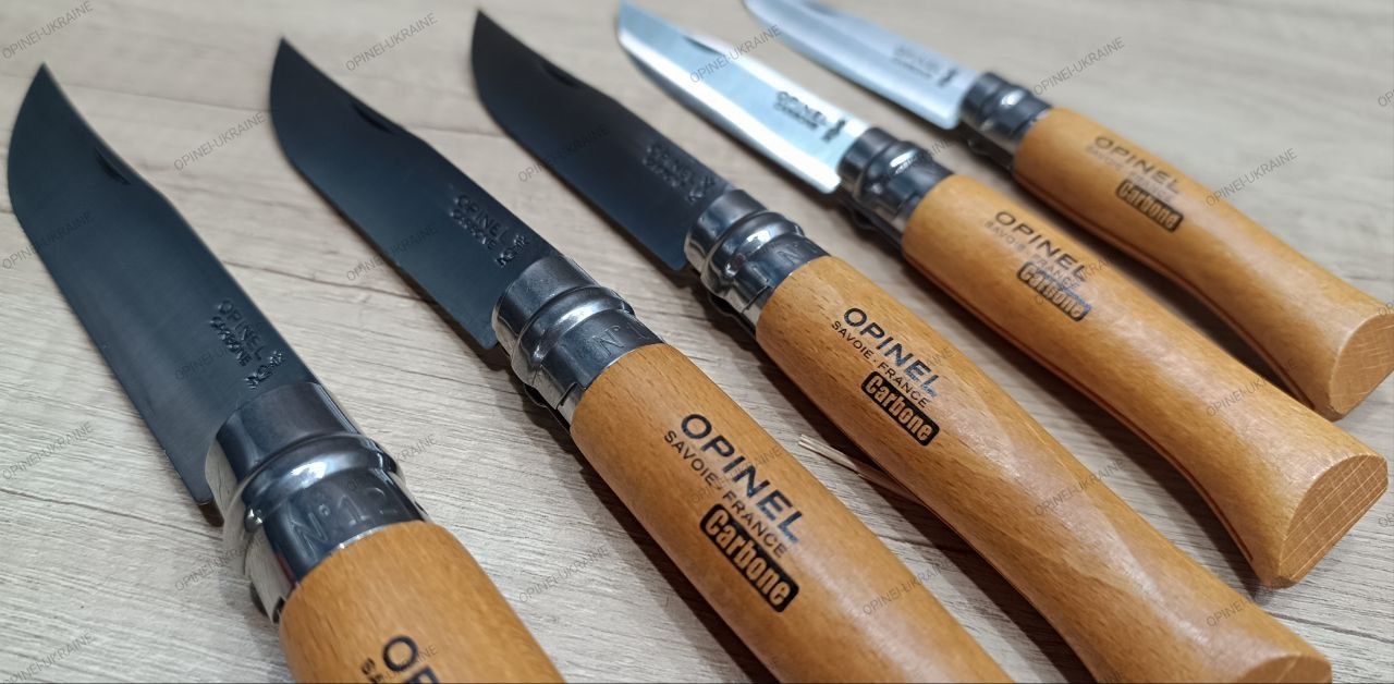 Opinel Carbon ножі туристичні вуглецева сталь Франція № 7 8 9 10 12