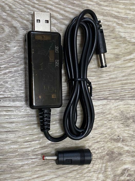 Кабель із перемикачем USB 5V-9V або 12 V для роутера від повербанка