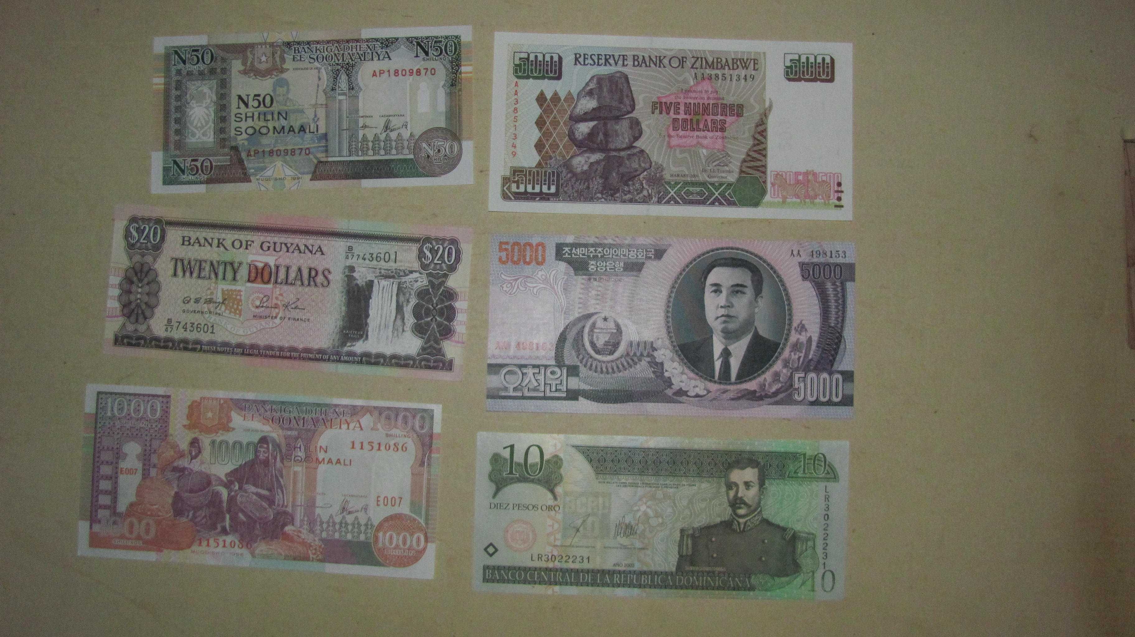 Banknoty Świata,  stan UNC, lot 40 szt.