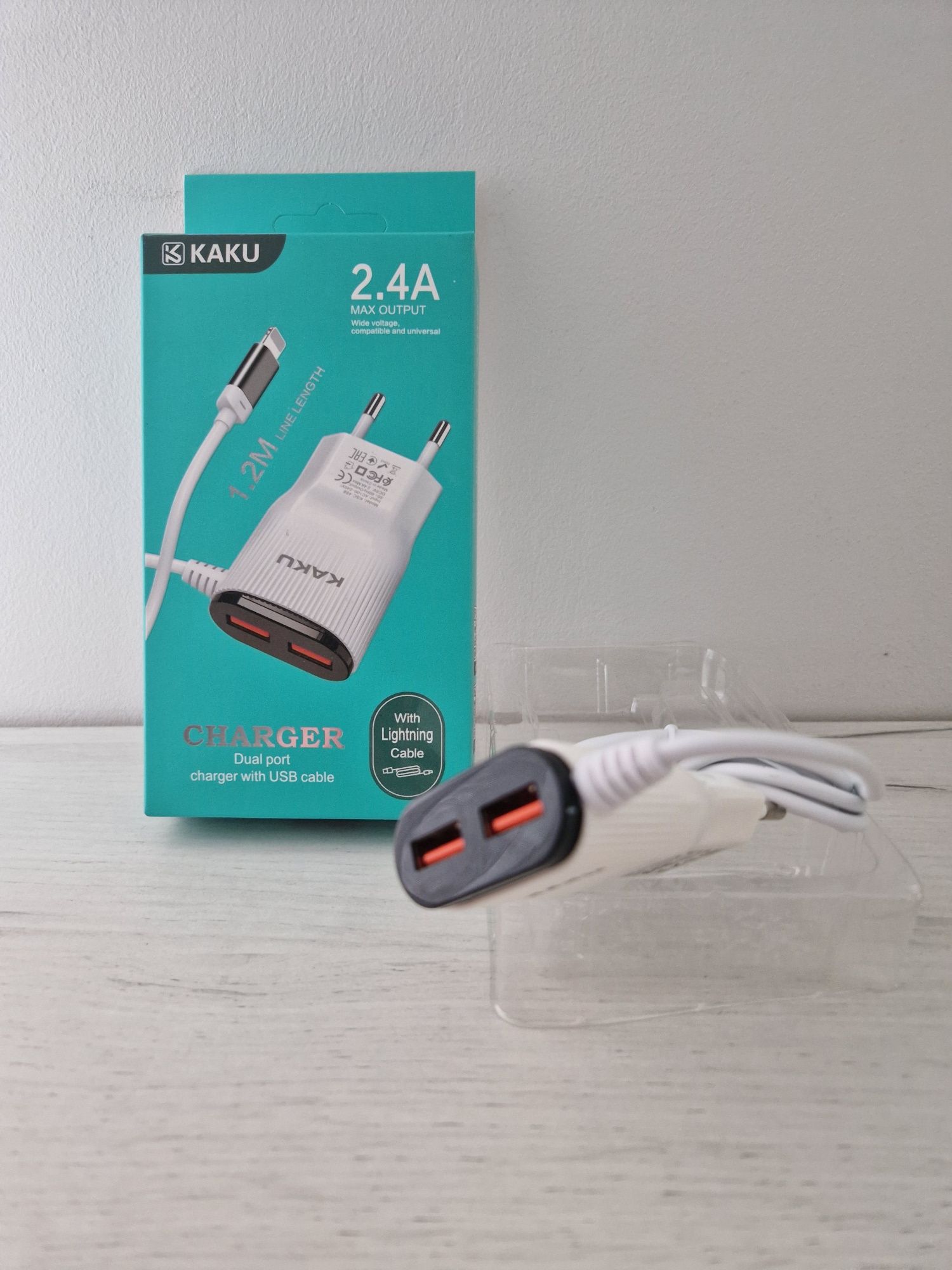 Ładowarka KSC-488 Hongtai - 2xUSB - 2,4A z kablem Lightning