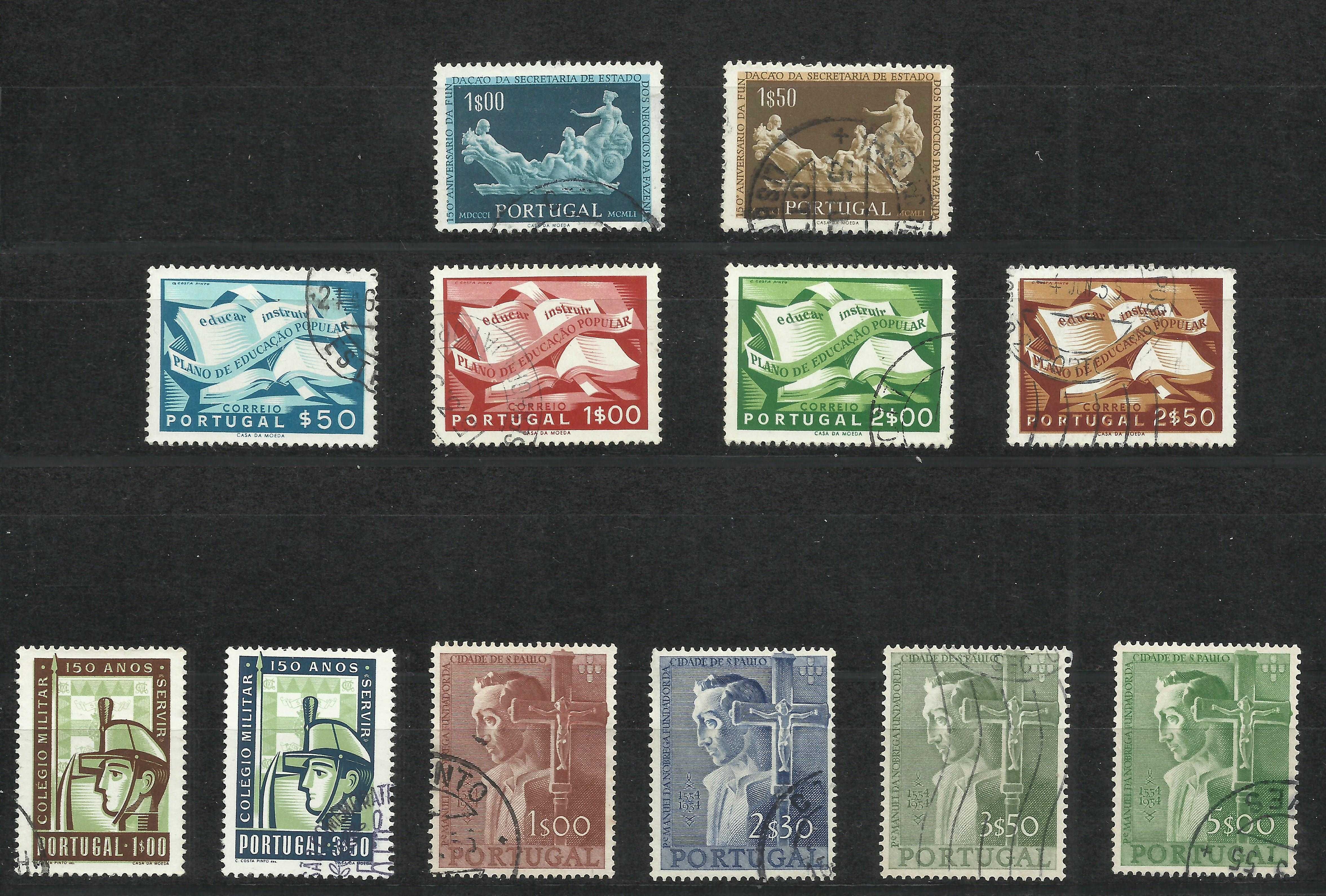 Selos portugueses usados – Coleção completa dos anos 1953 e 1954
