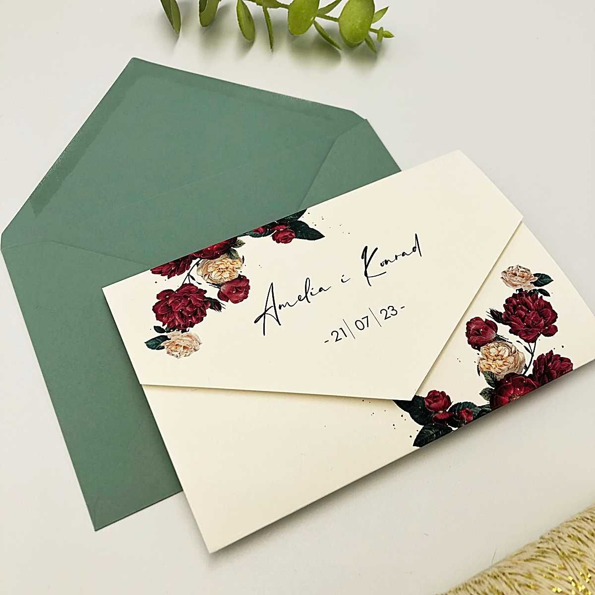 Zaproszenia Ślubne personalizowane botaniczne folder