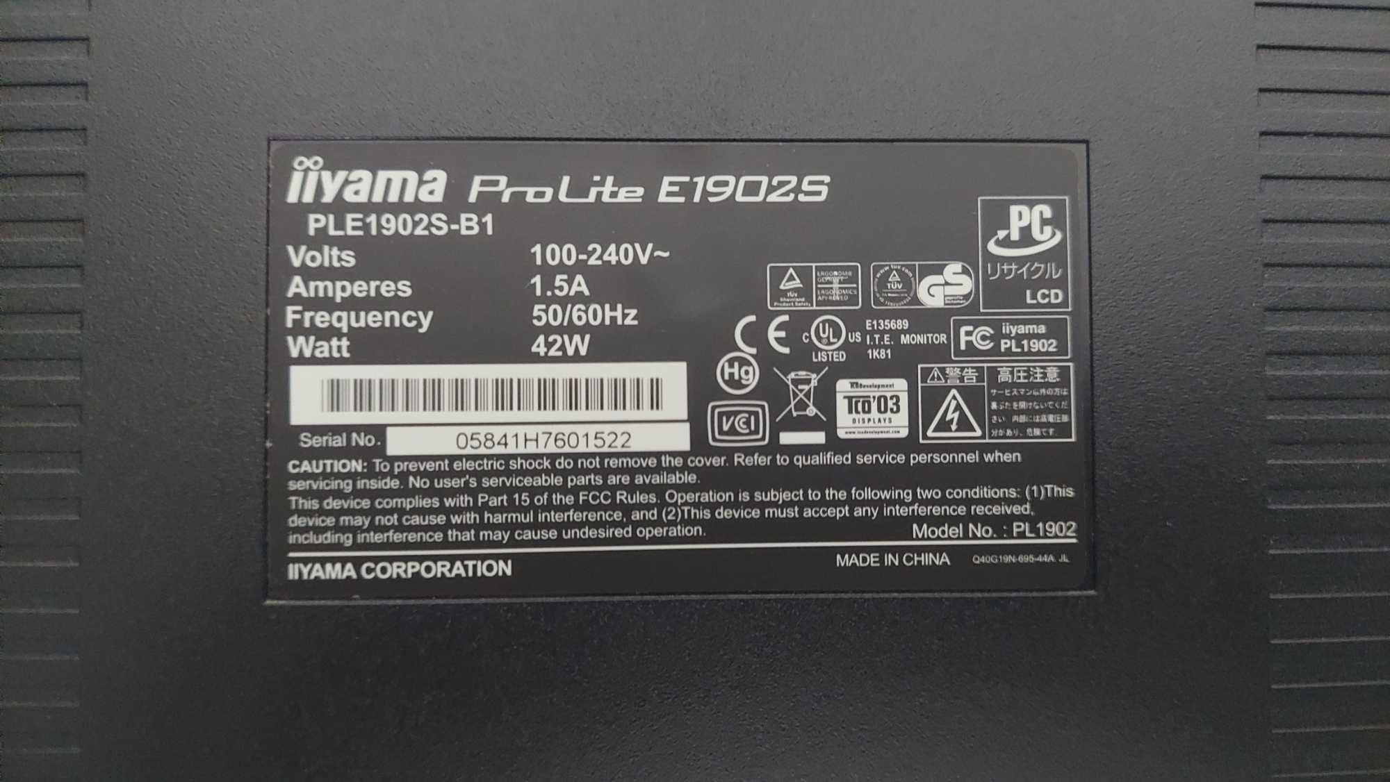 Monitor iiyama ProLite E19025