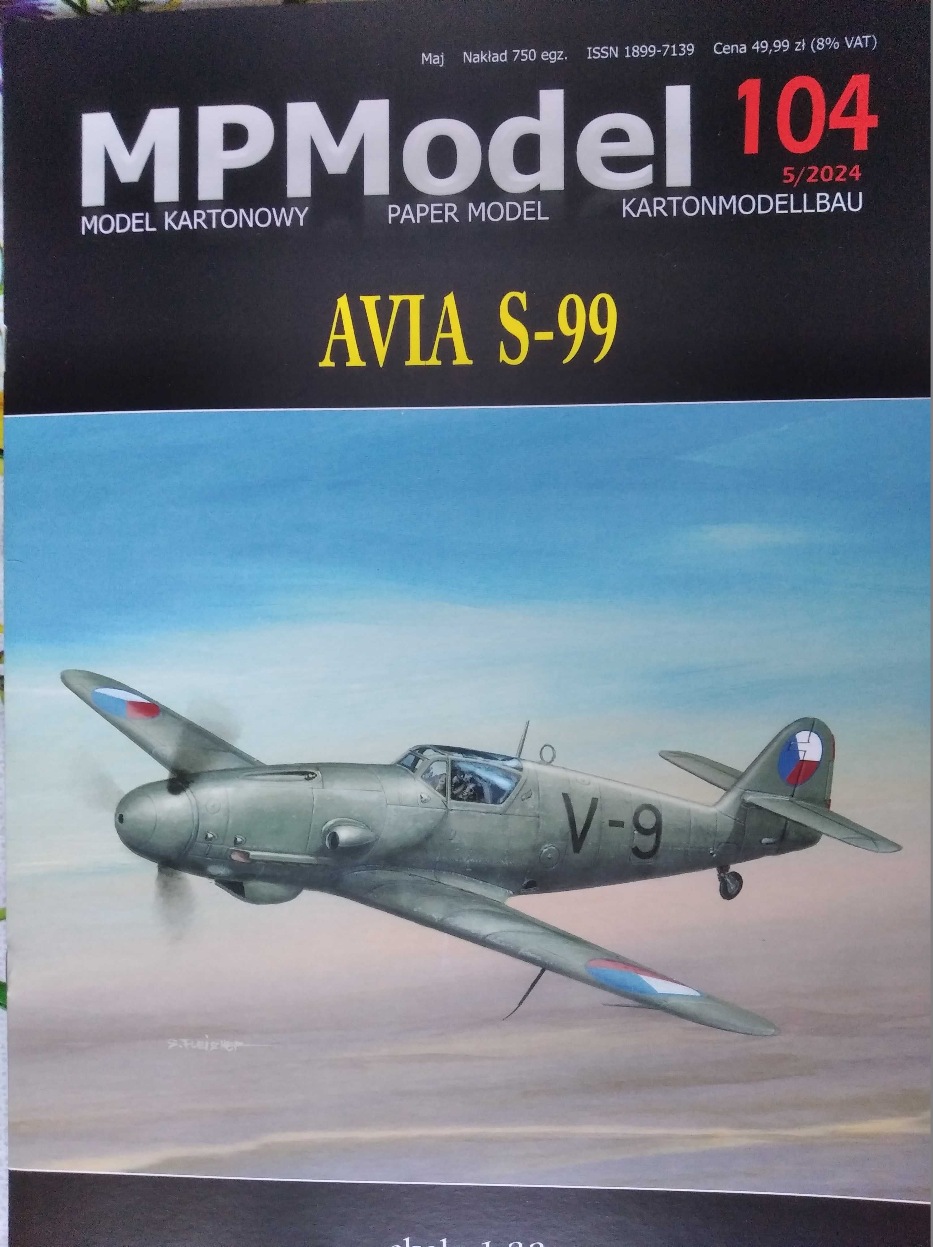 Model kartonowy Samolot myśliwski Avia S-99 1:33