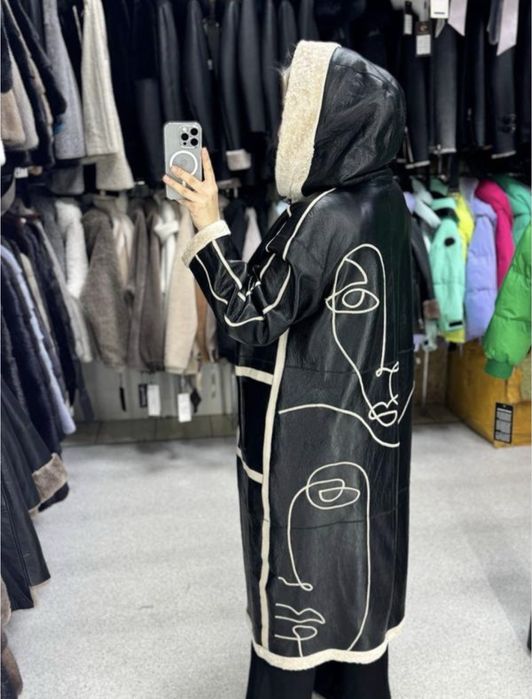 Зимова куртка дублянка жіноча шкіра