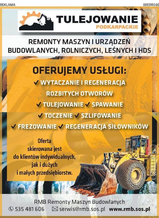 Wytaczanie mobilne otworów ,tulejowanie remonty maszyn budowlanych LKT