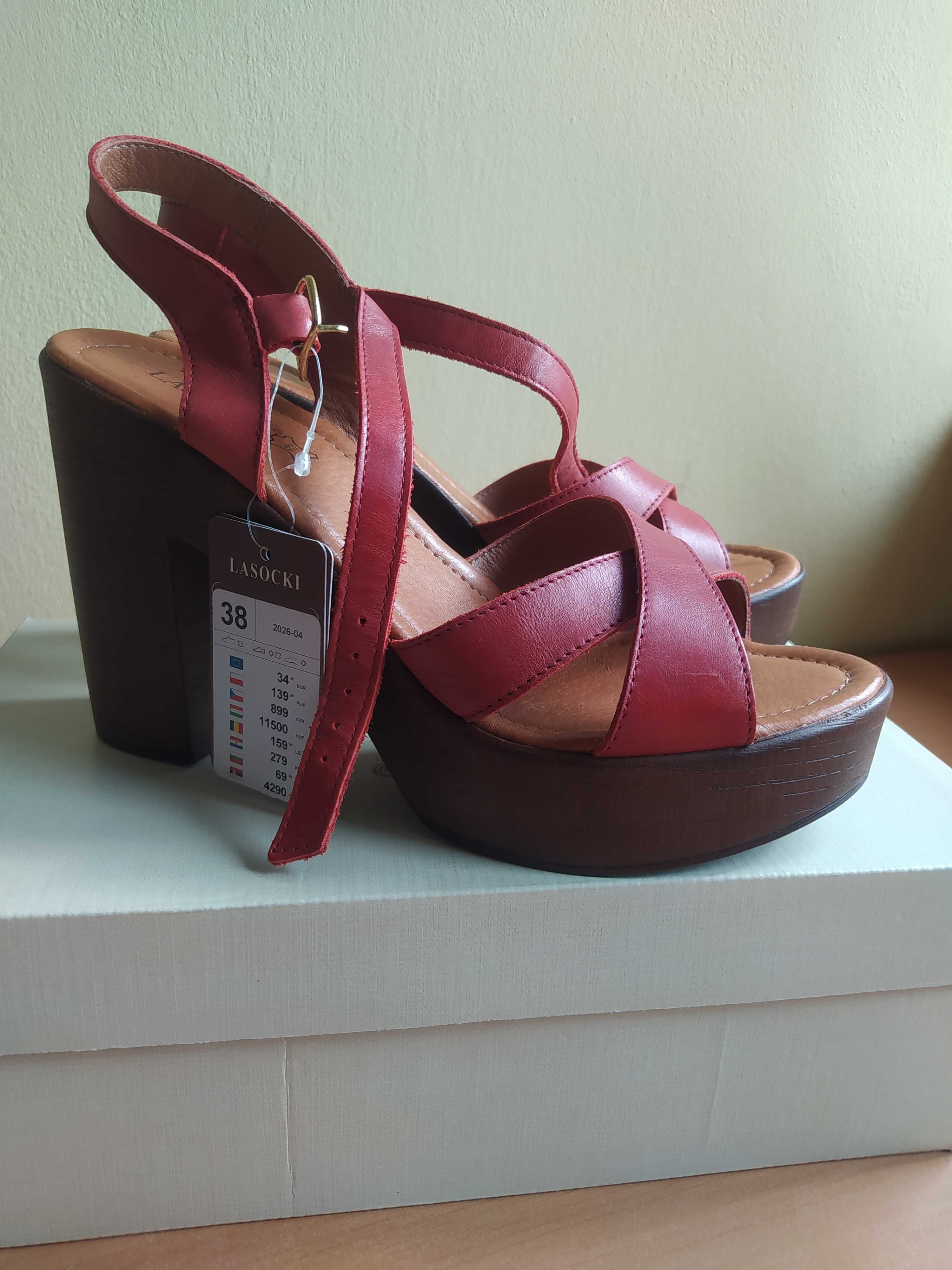 Buty wysoki obcas platforma skóra naturalna Lasocki rozmiar 38