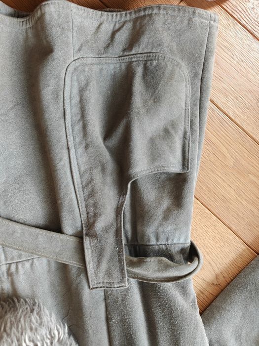 Kożuch skórzany szary PRL