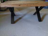 Stolik kawowy 100x60 naturalne drewno metalowe nogi