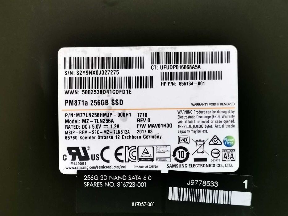 SSD 256GB Samsung Pm871A