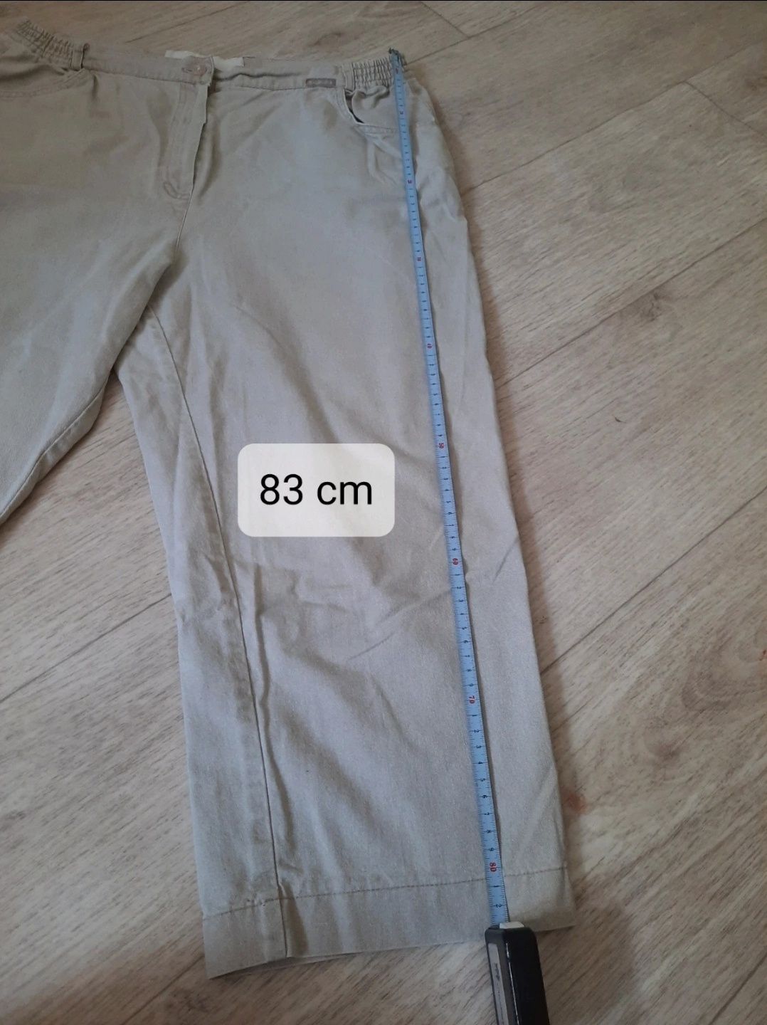 Przewiewne spodnie khaki na lato rybaczki 3/4 XL 42 L 40