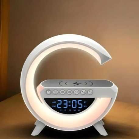 lampa na biurko led rgb głośnik Ładowarka indukcja zegar budzik radio