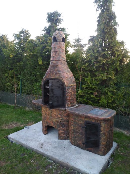 Piękny DUŻY GRILL Z WĘDZARNIA ! grill betonowy 3w1 Gw4