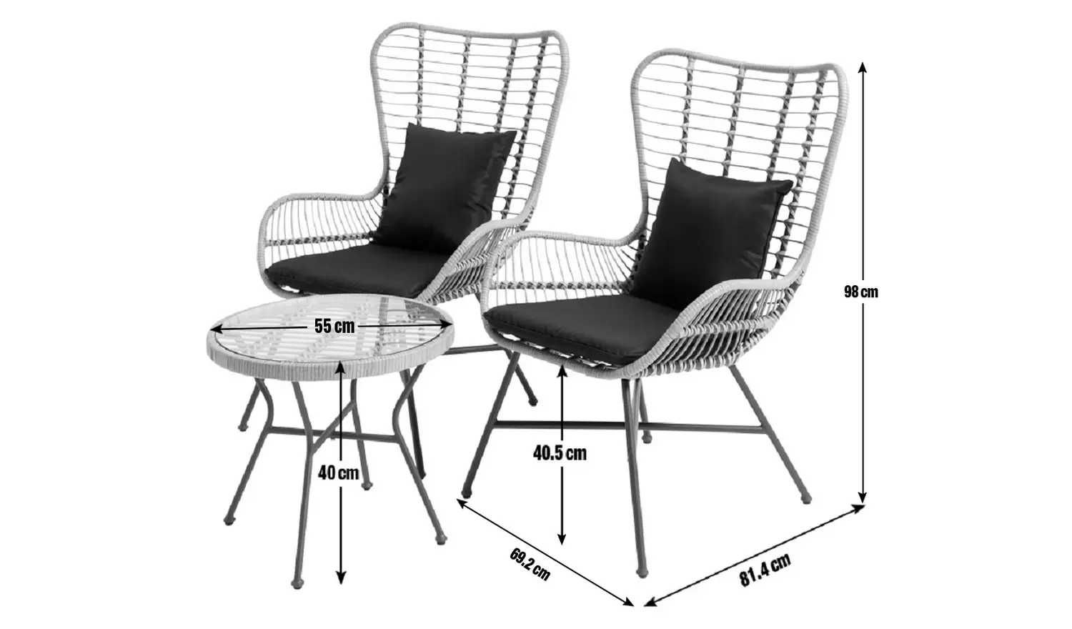 Meble Ogrodowe BAMBOO 2 Fotele plus Stolik Technorattan