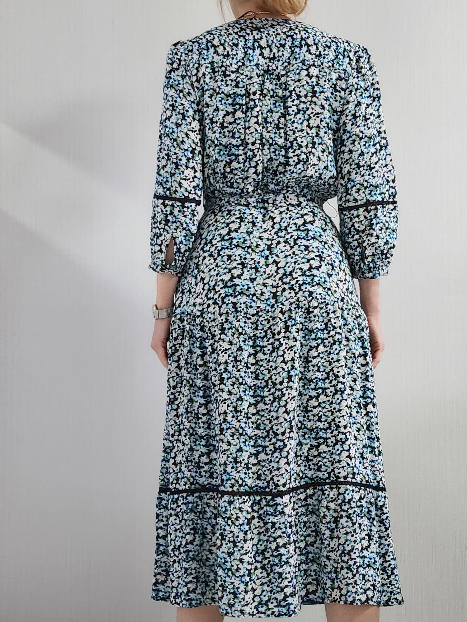 Цветочное ярусное платье миди M&S collection