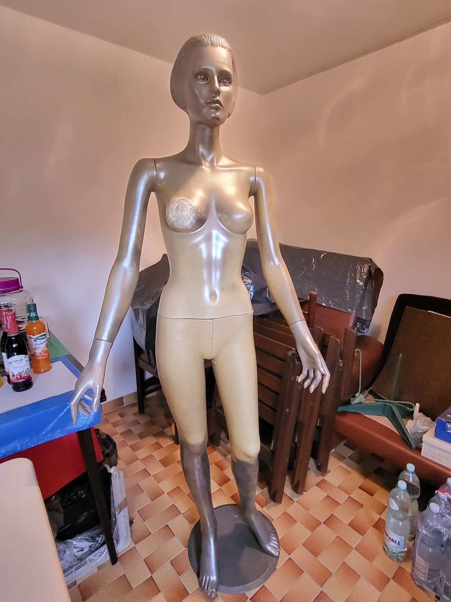 Manekin damski 2 szt, 180 cm, beżowy, metalizowany