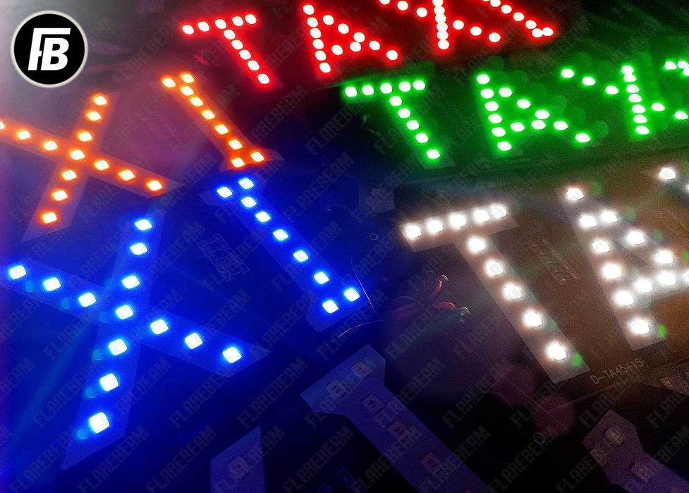 Табличка TAXI такси на стекло светодиодная диодная LED плафон шашка
