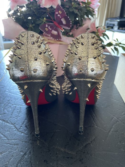 Szpilki Christian Louboutin 38 Escarpic 100 Lame Mercure Golden
