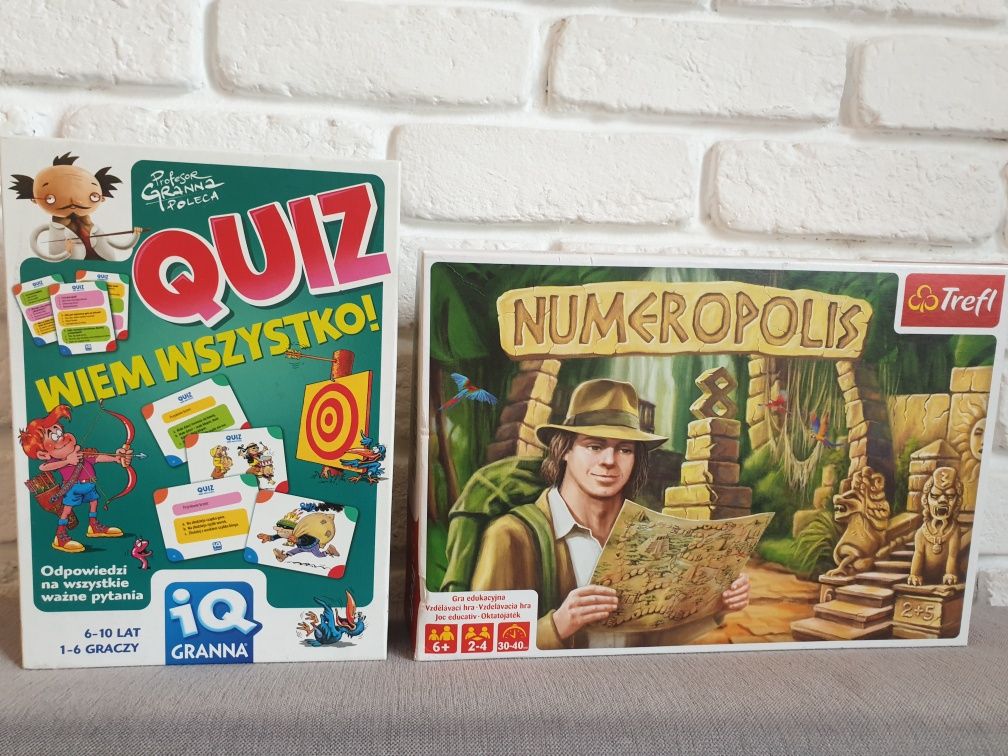 Edukacyja gra Trefl i Granna Numeropolis i Quiz Wiem wszystko nowe