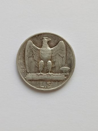 Италия, 5 лир 1927 год. Серебро.