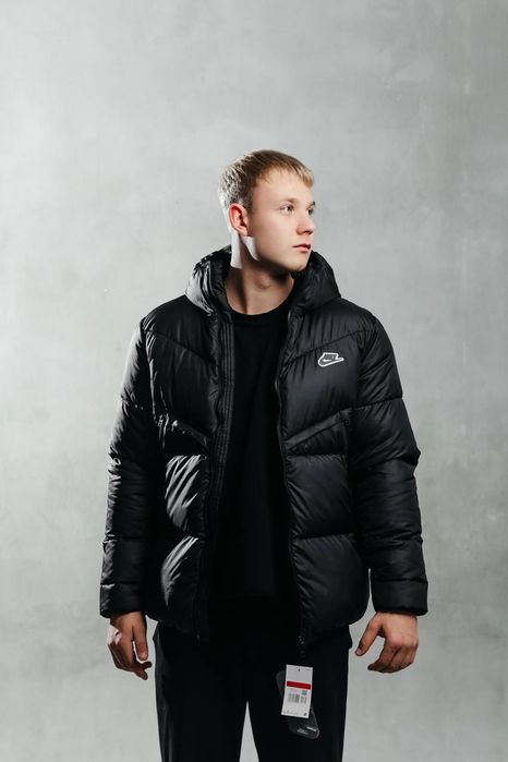ФАВОРИТ! Куртка Nike NSW Black S M L XL пухан пуховик чорний найк