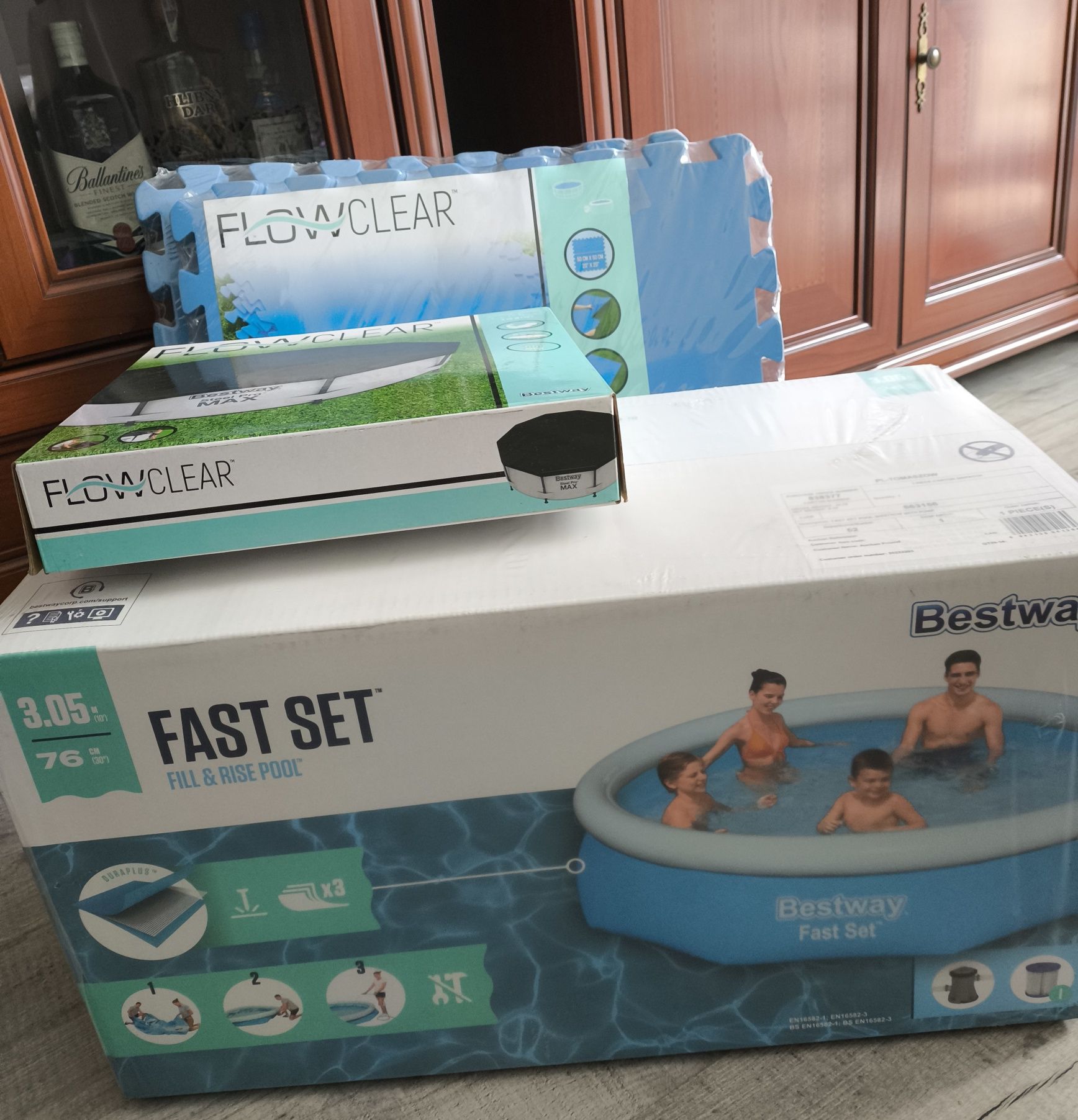 Nowy basen Bestway Fast set 3.05*76,pompa,filtr,pokrywa, podkłady