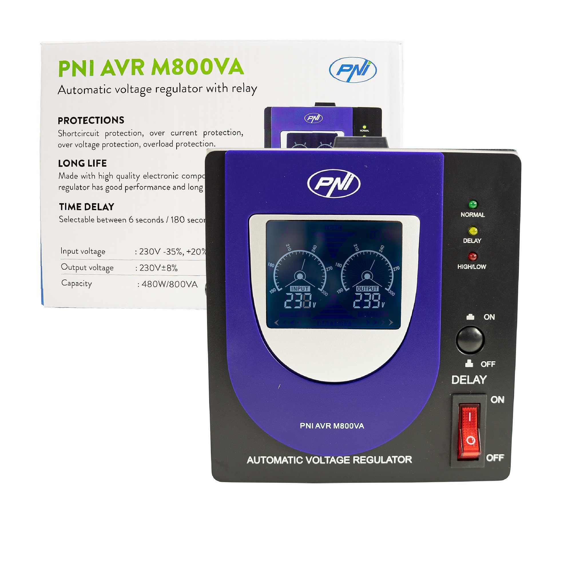 Stabilizator napięcia  przekaźnik PNI AVR M800VA, 2,2A, 480W, 800VA