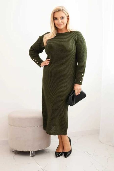 Sweterkowe sukienki Plus Size z wełną i moherem