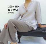 Puro Lino bluzka lniana 100% len 120cm pachy 50 52 jasniutki beż nowa!
