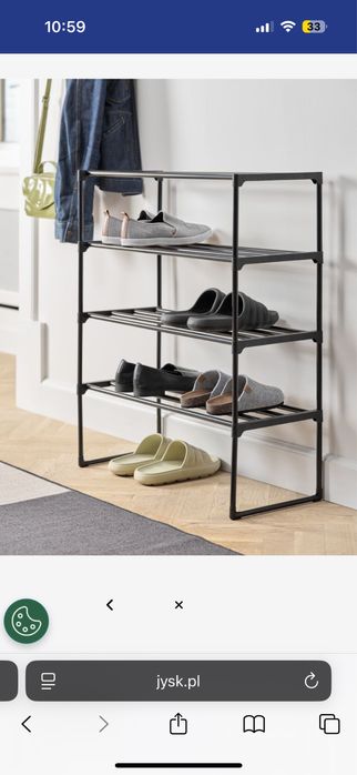 Regał na buty BORNHOLM 4 półki czarny JYSK