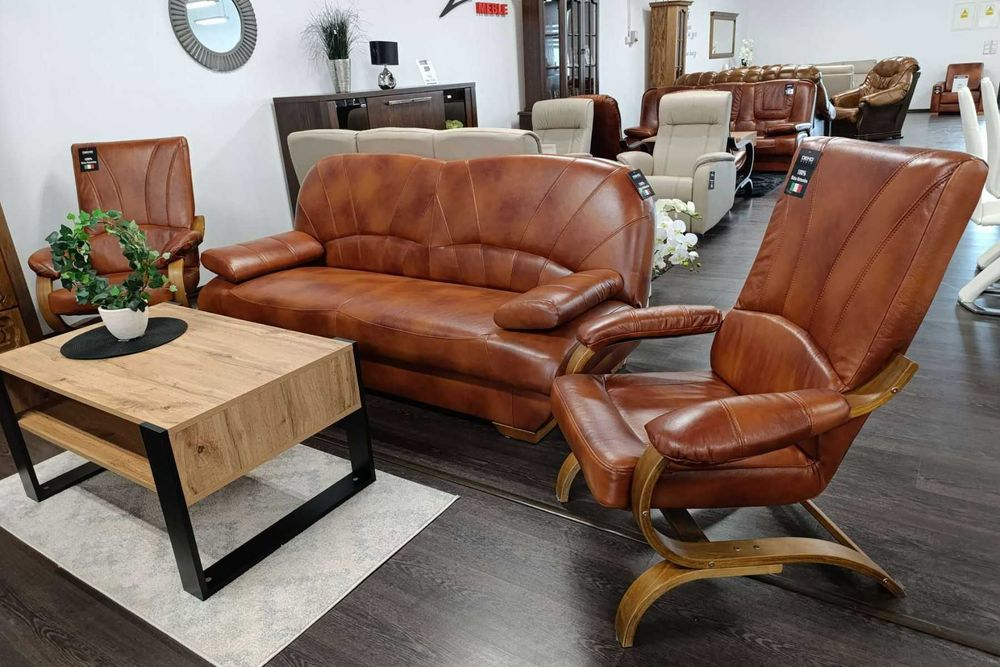 Zestaw wypoczynkowy GALA skóra 100% naturalna - dostępny OD RĘKI!