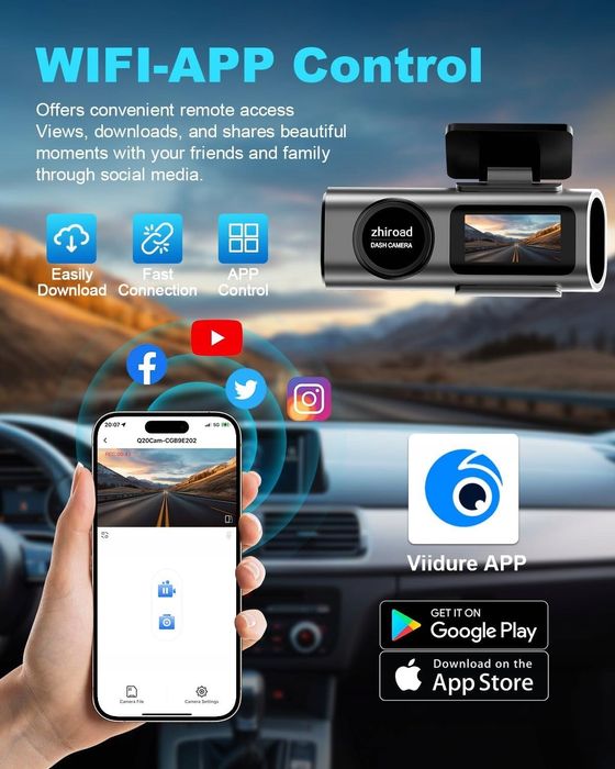 Wideorejestrator Dash CAM 4K WiFi 64GB Night Vision WDR 170° 140°