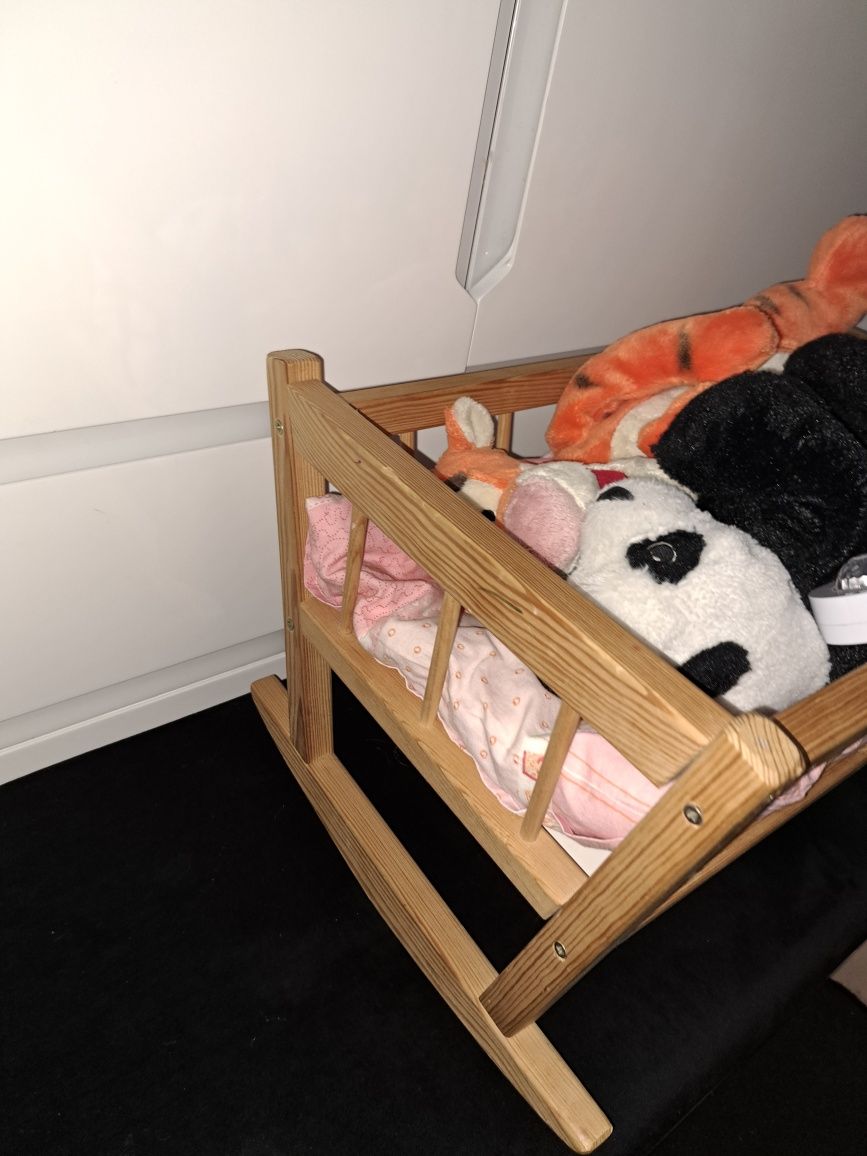 Drewniana kołyska łóżeczko dla lalek