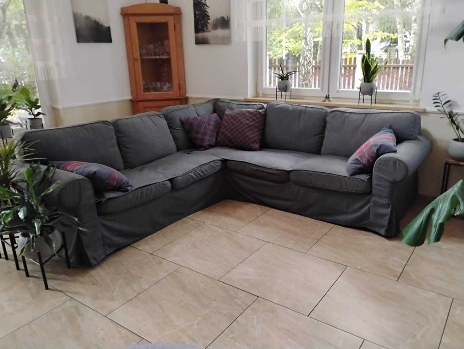 Sofa narożna 4-osobowa, Ektorp ciemnoszara