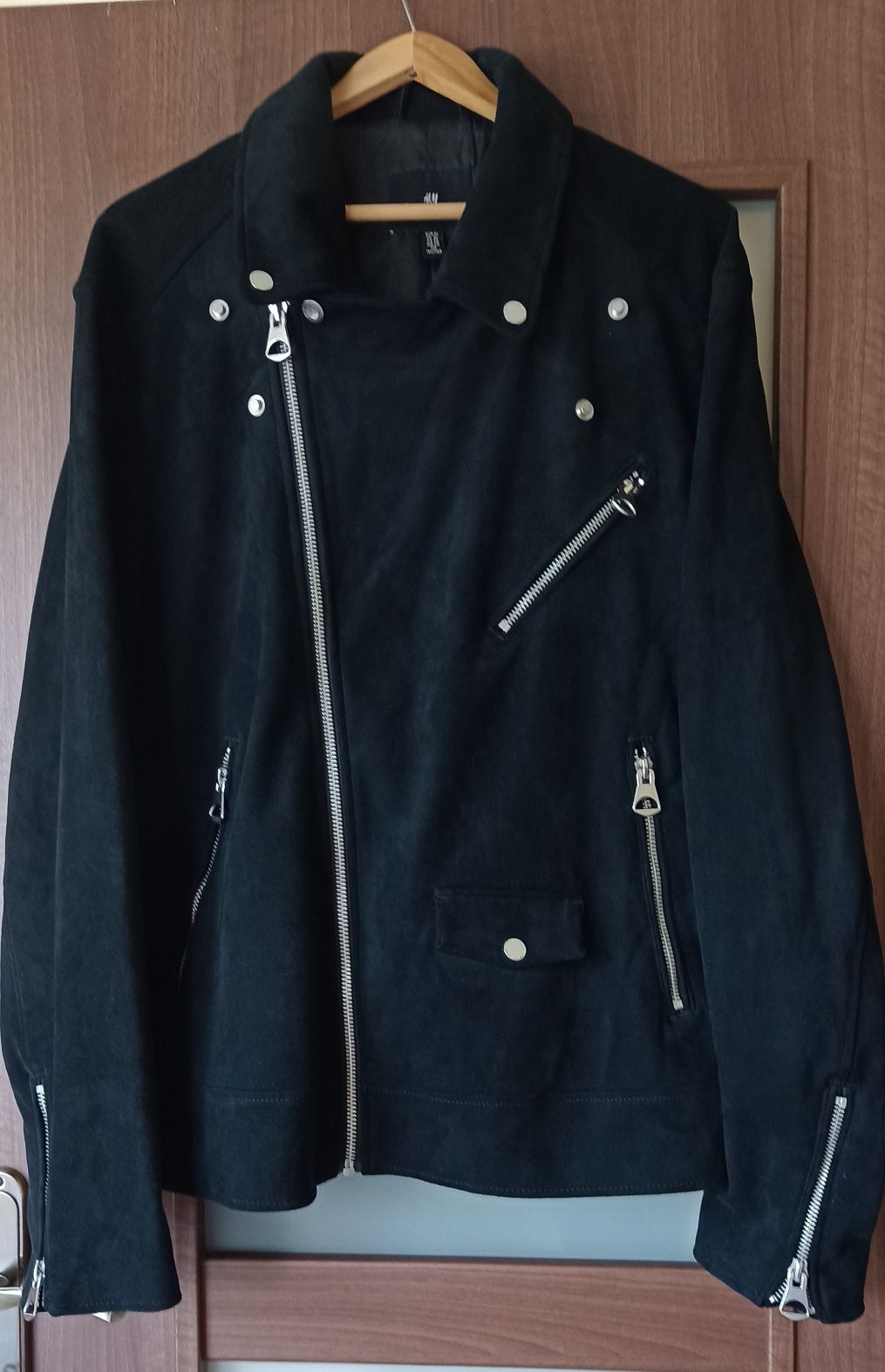 Czarna ramoneska zamszowa H&M rozmiar  XL zapinana na zamek, kieszenie
