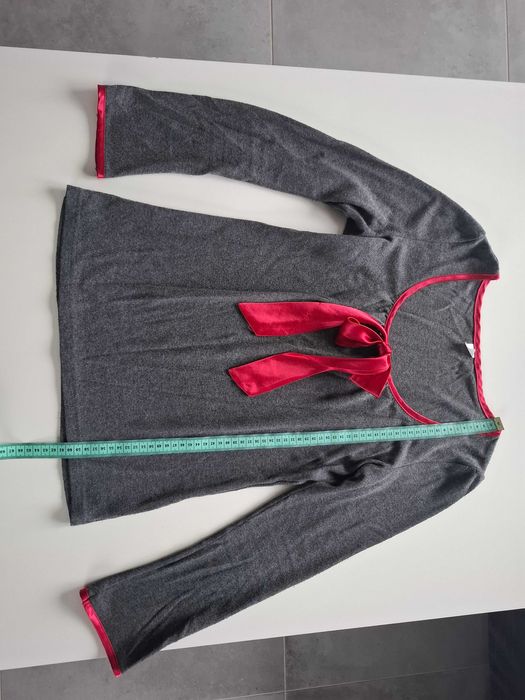 Damska góra piżamy Italian Fashion S/M bordowa kokarda długi rękaw