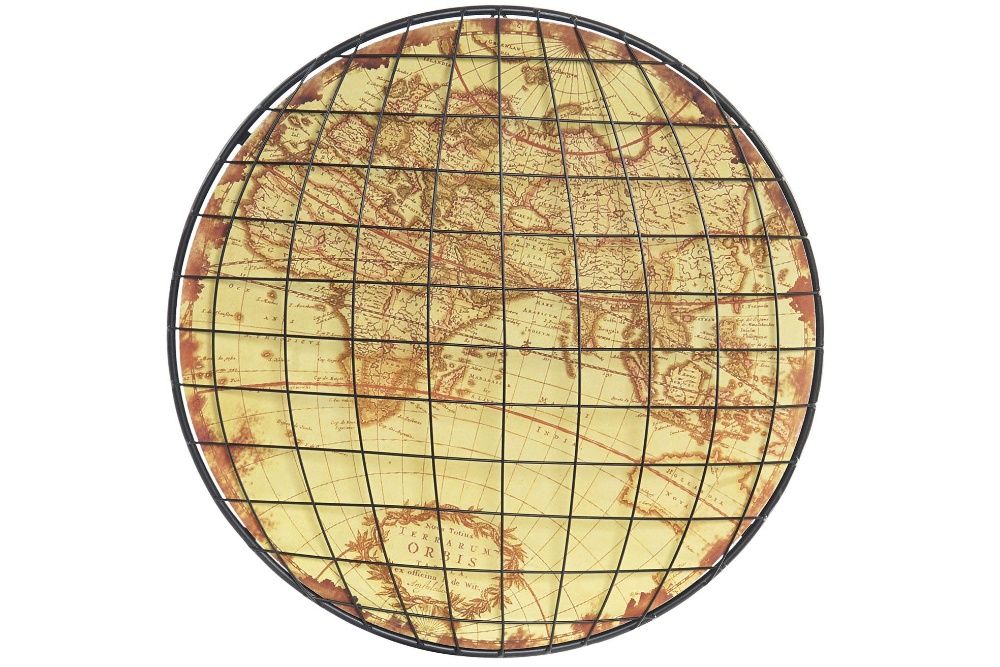 Quadro de Meta Mapa Mundo Globo Vintage - 50x50cm By Arcoazul