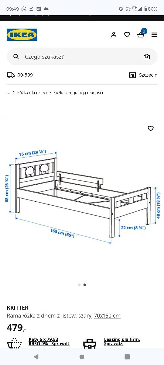 Łóżko dziecięce Kritter Ikea