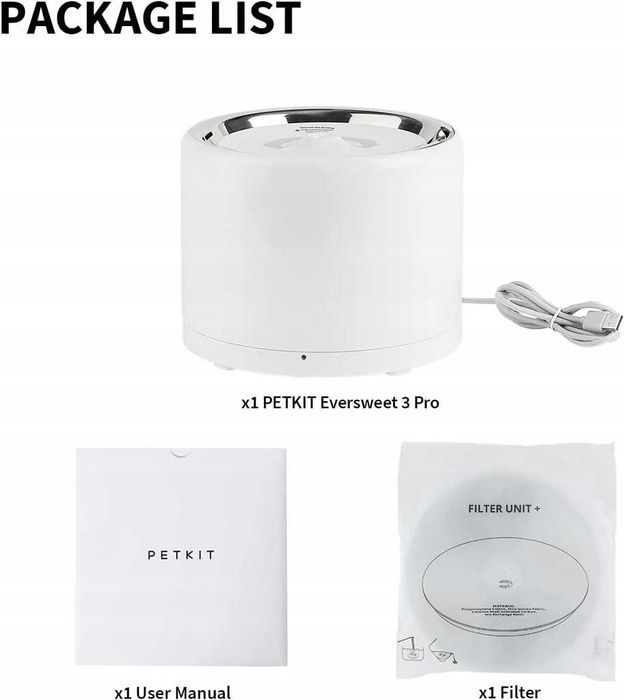 PETKIT Fontanna dla kota 1,8L stal nierdzewna app bezprzewodowa pompa`