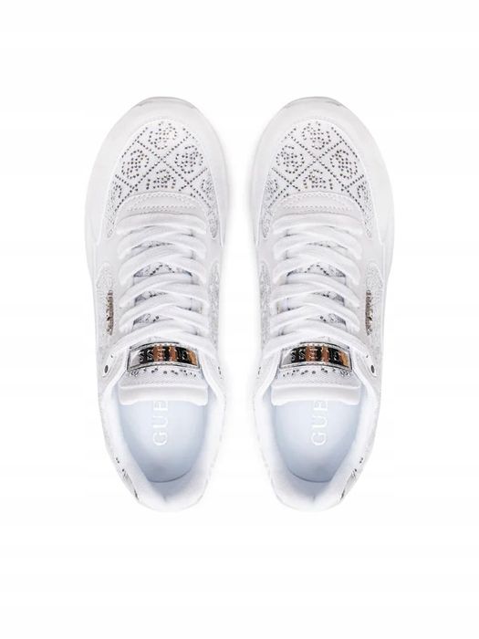 Guess 40 Buty Damskie Białe Srebrne Sneakersy Fljmox Logowane T526