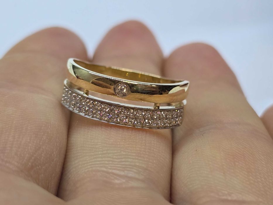 Złoty pierścionek PODWÓJNA OBRĄCZKA pr.585 |Plus Lombard Kłodzko